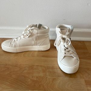 UGG - White Leather High Top Shoes Size 7.5 Worn 1 time